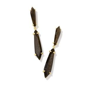 Kendra Scott Indie Statement Earrings - Gold Sheen Obsidian nwt